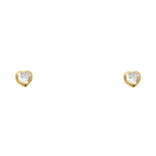 14K Gold Cz Heart Stud Earrings by Ioka