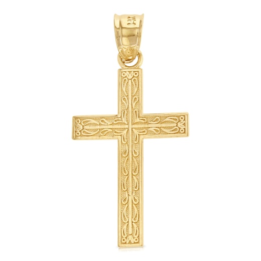 14K Gold Cross Religious Charm Pendant by Ioka