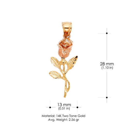 14K Gold Rose Charm Pendant - Ioka Jewelry