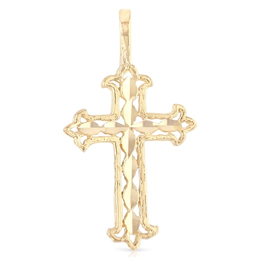 14K Gold Religious Cross Charm Pendant