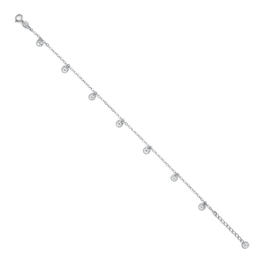 14K Solid Gold Light Round Disc Bracelet - 7+1 inches
