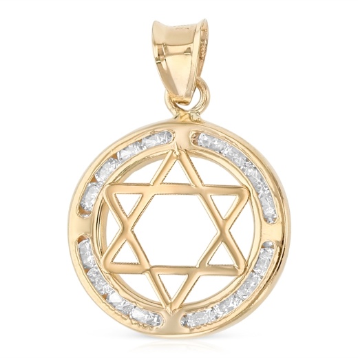 14K Gold Cz Star Of David Charm Pendant