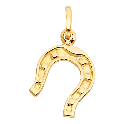 14K Gold Lucky Horseshoe Charm Pendant