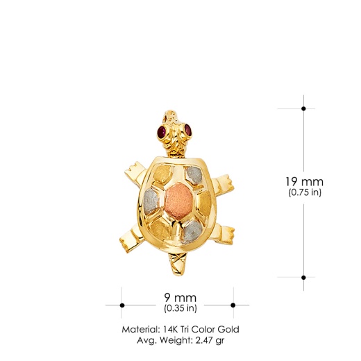 14K Gold Turtle Charm Pendant - Ioka Jewelry