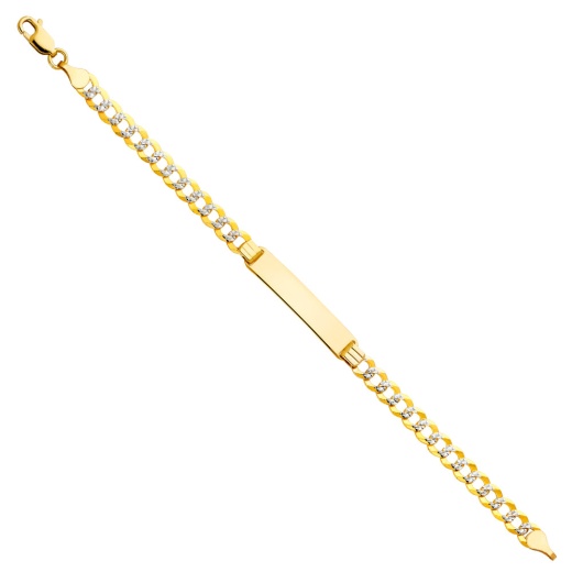 14K Solid Gold Cuban Wp Baby Id Bracelet - 6"