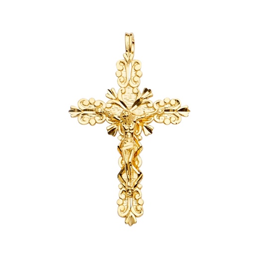 14K Gold Crucifix Cross Religious Pendant
