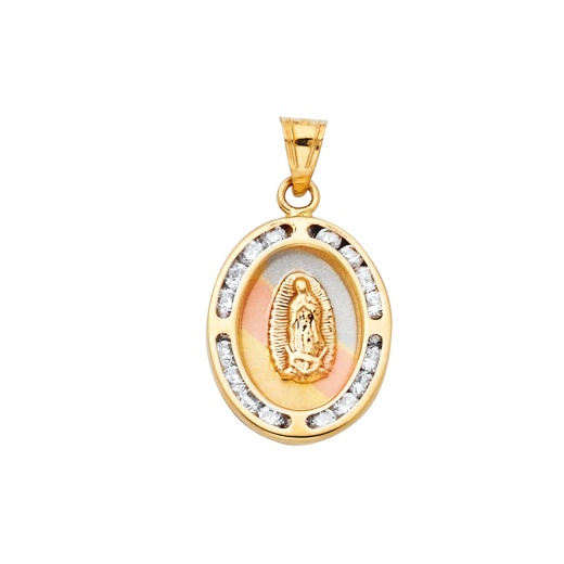 14K Gold Guadalupe Cz Religious Pendant - Ioka