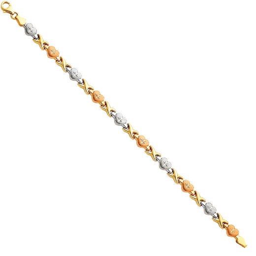 Ioka 14K Gold Light Stampato Hugs And Kisses Bracelet - 7.25'