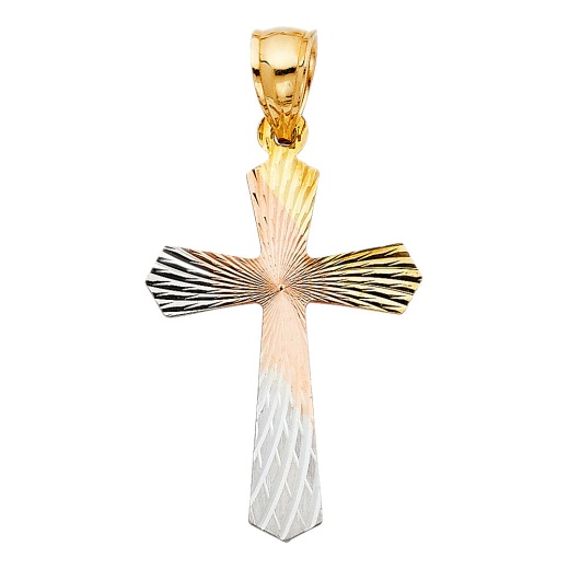 14K Gold Religious Cross Stamp Charm Pendant - Ioka