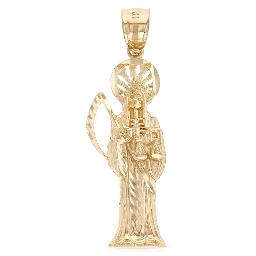 14K Gold Santa Muerte Charm Pendant - Ioka