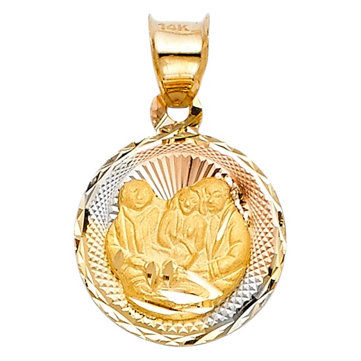 Ioka 14K Gold Diamond Cut Stamp Baptism Religious Pendant