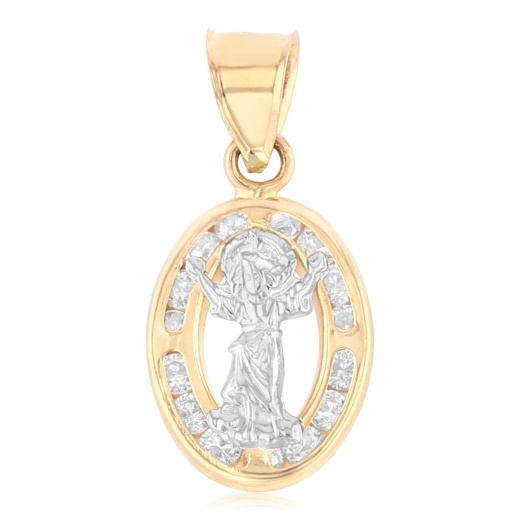 14K Gold Divine Infant Jesus Cz Religious Pendant