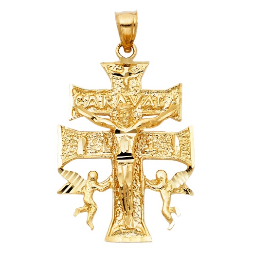14K Gold Ioka Religious Cross Of Caravaca Charm Pendant
