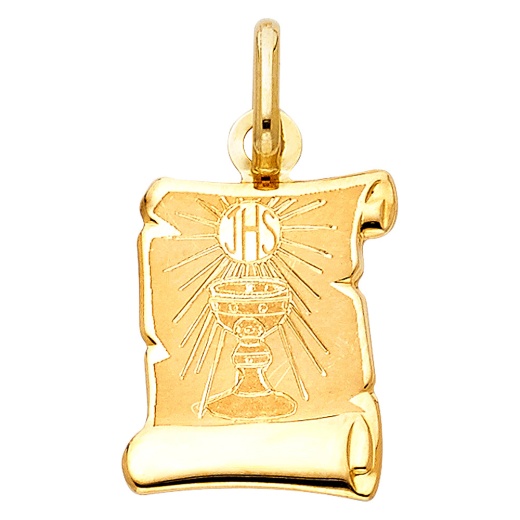 14K Gold Religious Communion Charm Pendant