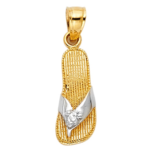 14K Gold Cz Sandal Charm Pendant