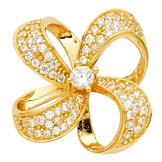 14K Gold Cz Charm Pendant