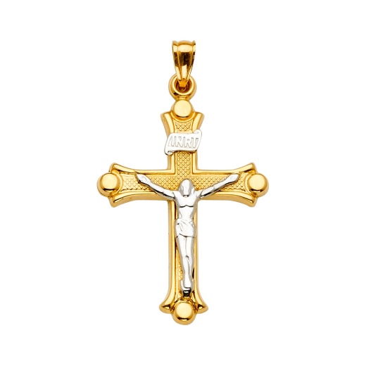 14K Gold Crucifix Cross Religious Pendant