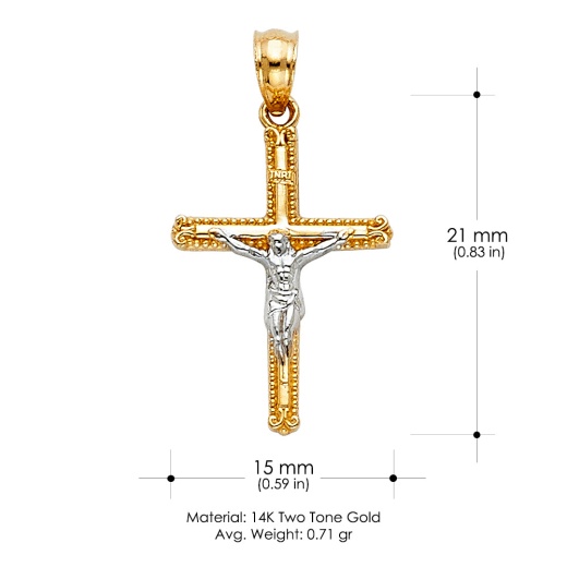 14K Gold Jesus Crucifix Cross Religious Pendant - Ioka