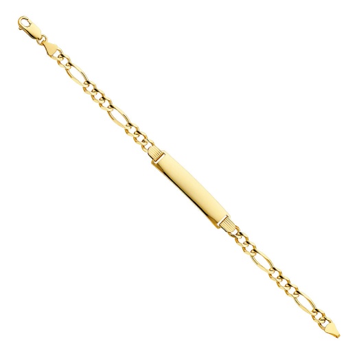 14K Solid Gold Figaro 3+1 Id Bracelet - 8'