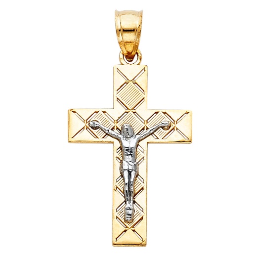 14K Gold Jesus Crucifix Cross Religious Pendant - Ioka