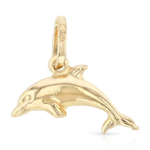 14K Gold Jumping Dolphin Prosperity Charm Pendant - Ioka
