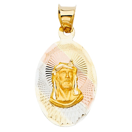 14K Gold Religious Jesus Stamp Charm Pendant - Ioka Jewelry