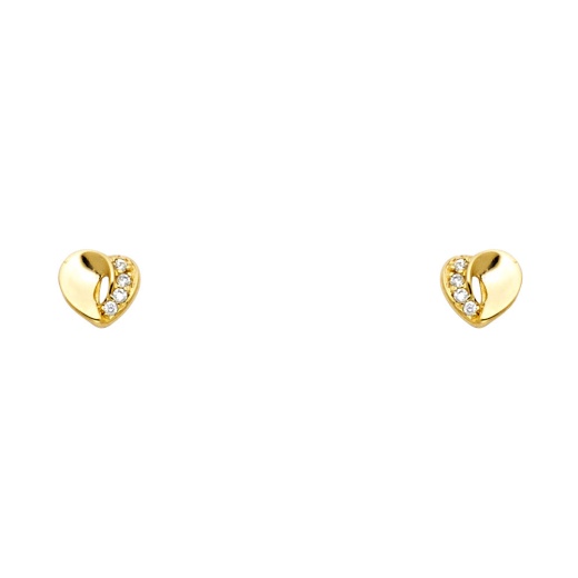 Ioka 14K Gold Cz Heart Stud Earrings