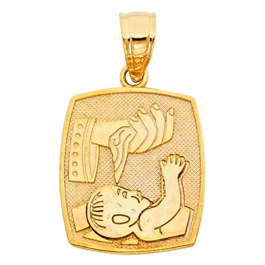 14K Gold Religious Baptism Charm Pendant - Ioka