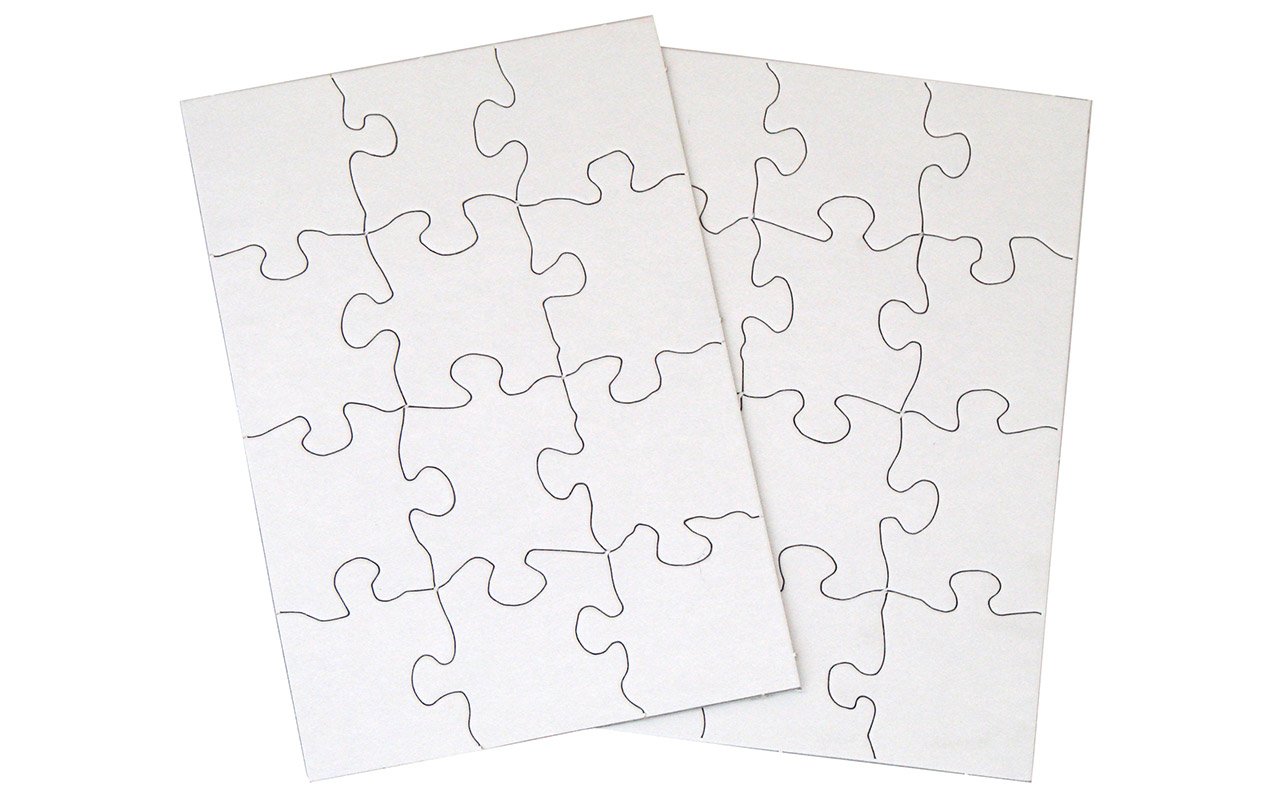 INOVART Puzzle-It 16-Piece Blank Puzzle, 24 Puzzles Per Package, 4 x  5-1/2, White
