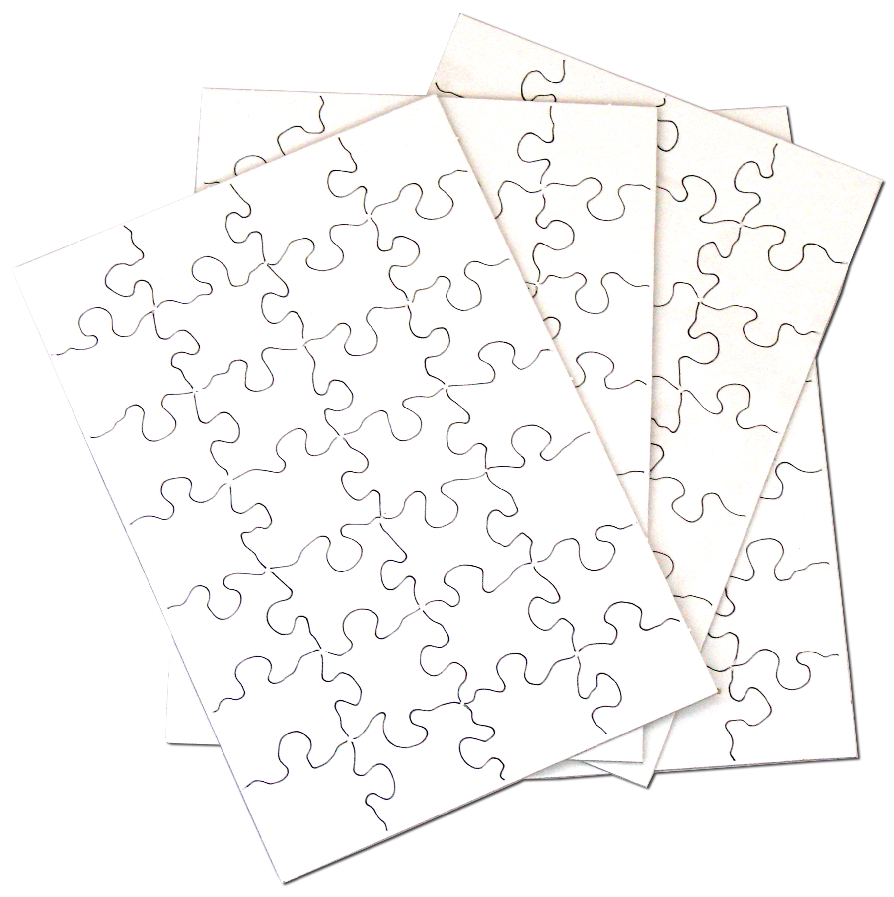 Inovart 16-Piece Blank Puzzle, 4 x 5-1/2, White - 12 puzzles per