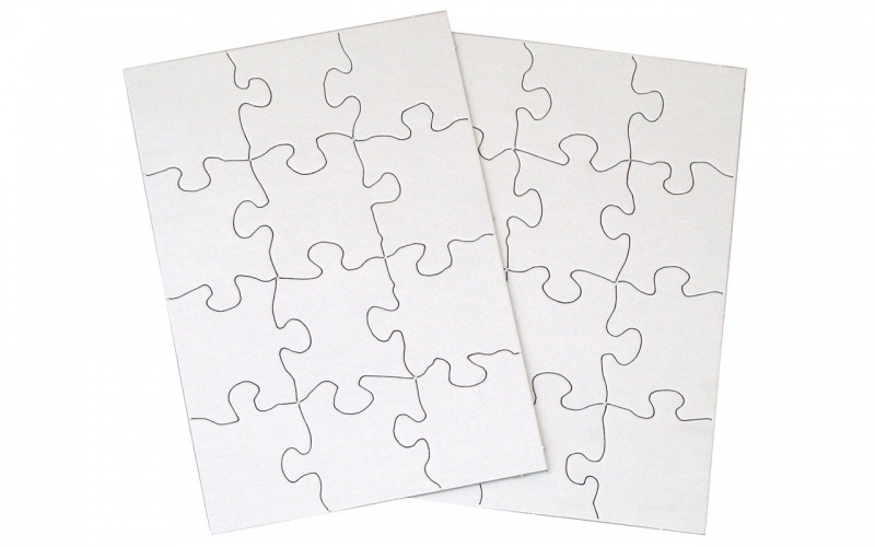 Inovart 12-Piece Blank Puzzle, 5-1/2" x 8", White - 12 puzzles per pack