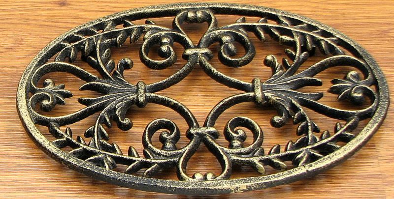 Oval Ornate Cast Iron Trivet
