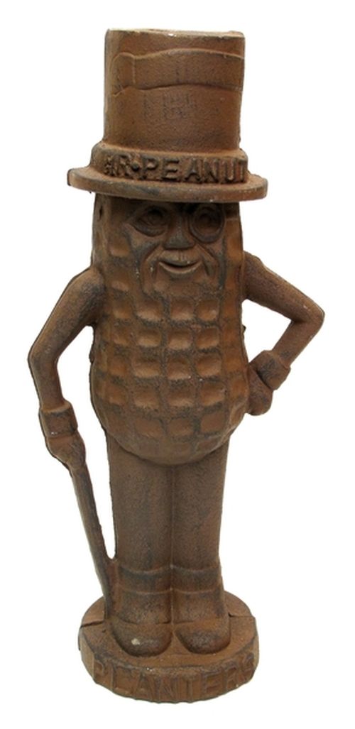 Mr. Peanut Man Cast Iron Bank Large Rust