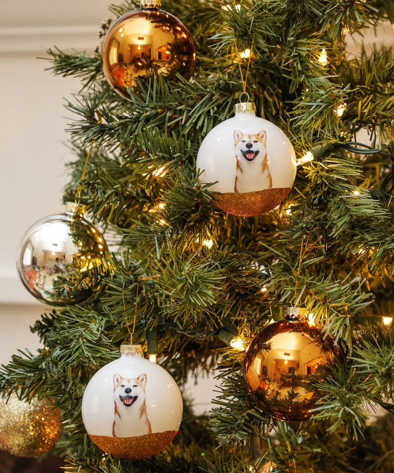 Pet Portrait 9 Pcs Christmas Ball Ornaments Set - Shiba Inu