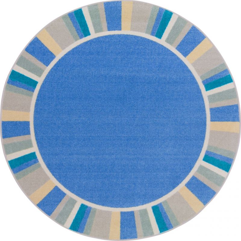 Off The Cuff 5'4" Round Area Rug In Color Light Blue