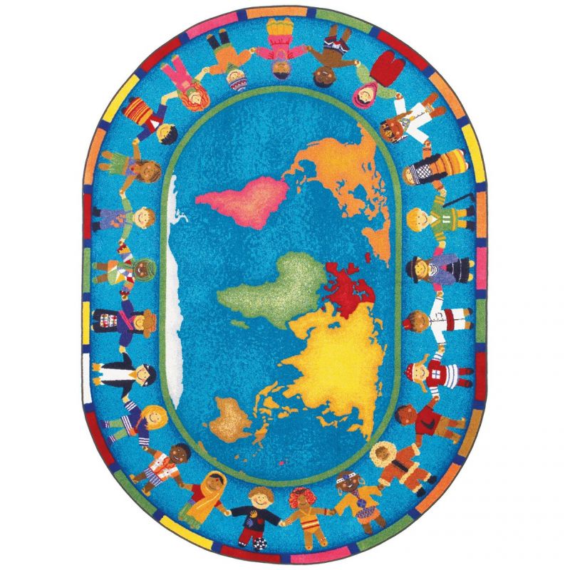 Hands Around The World Oval Area Rug