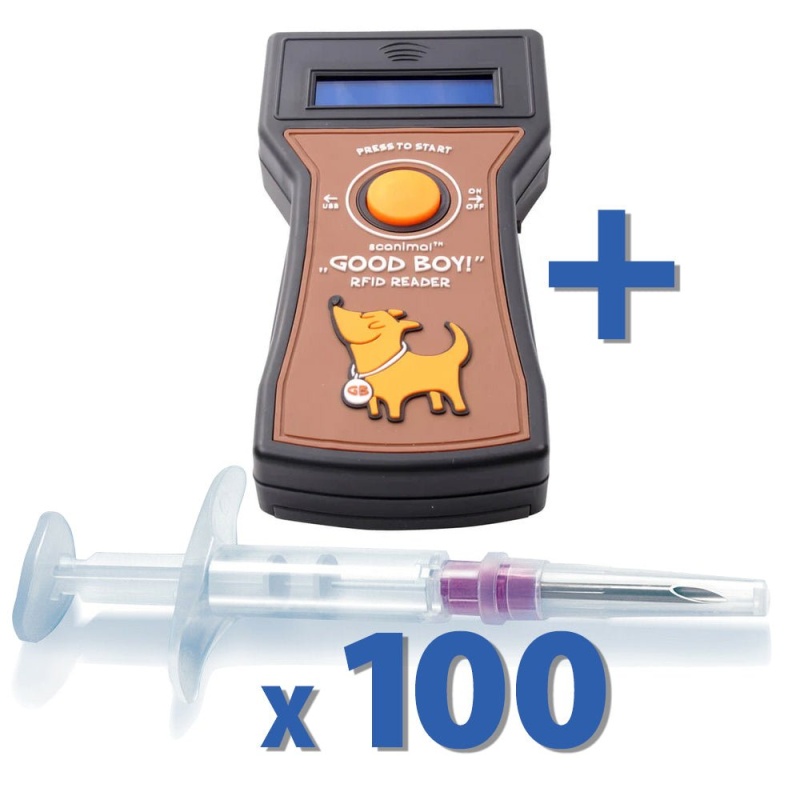Good Boy Microchip Scanner Kit With 100 Adeqid Microchips