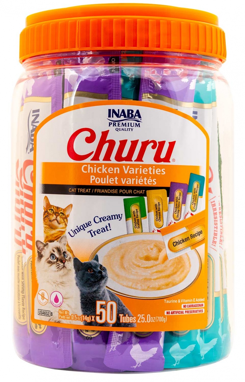 Churu Chicken Puree Lickable Cat Treat Variety Pack, 50 Ct