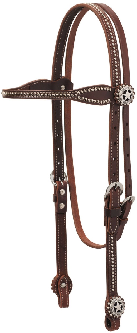 Texas Star Oiled Canyon Rose Harness Leather Browband Headstall Full