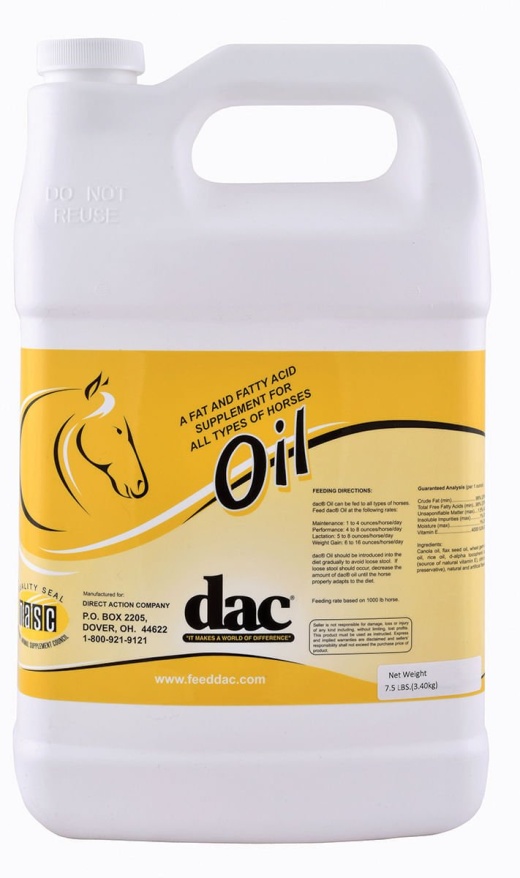 Buy Dac Oil 7.5 Lb Online - Horse Supplement for Skin, Coat & Weight Gain