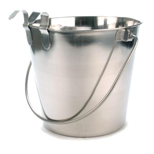 Jeffers Flat-Sided Stainless Steel Pails With Hook & Handle