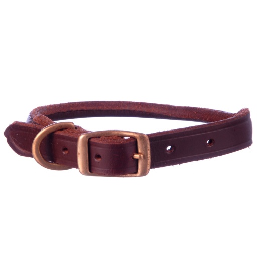 Jeffers Rolled Leather Dog Collars 1"W X 25"L / Chestnut