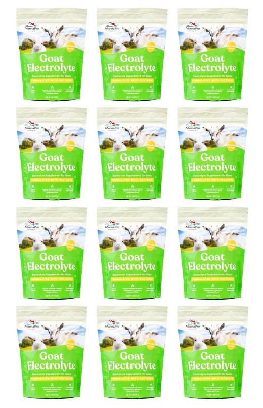 Goat Electrolyte Supplement For Kids & Adult Goats, 16 Oz 12 Pack