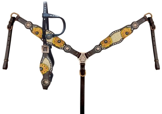 Showman Hand Painted Sunflower & Burlap Tack Set