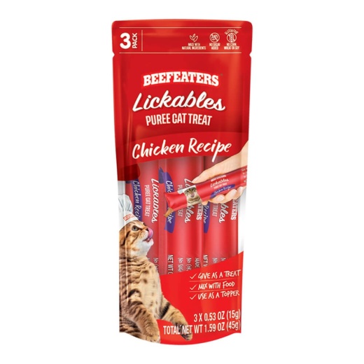 Beefeaters Lickables Puree Cat Treat - 3 Ct - Case Of 12