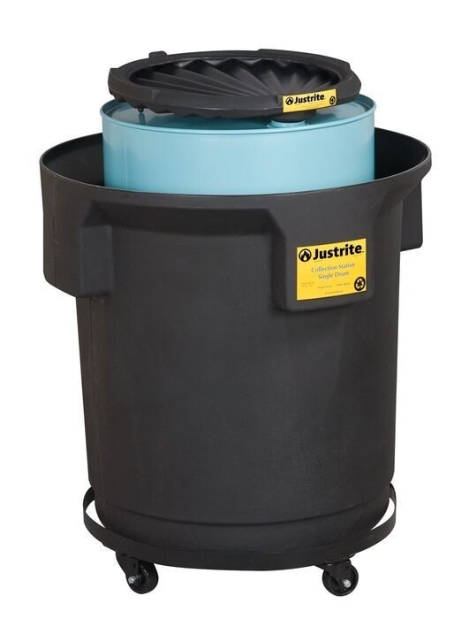 Single Drum Collection Center For 55-Gallon Drum, Ecopolyblend™, Black