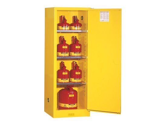 22 Gallon, 3 Shelves, 1 Door, Manual Close, Flammable Cabinet, Sure-Grip® Ex Slimline, Gray