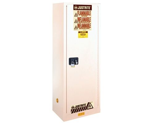 22 Gallon, 3 Shelves, 1 Door, Manual Close, Flammable Cabinet, Sure-Grip® Ex Slimline, White