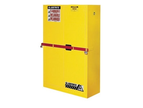 45 Gallon, 2 Shelves, 2 Doors, Manual Close, Flammable Cabinet, High Security With Steel Bar, Yellow