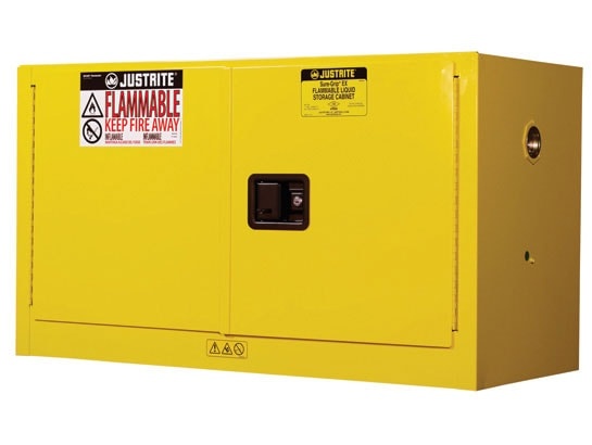 17 Gallon, 1 Shelf, 2 Doors, Manual Close, Flammable Safety Cabinet, Sure-Grip® Ex Piggyback, Yellow